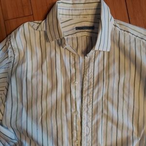 Seize sur vingt shirt green blue stripe large 35in